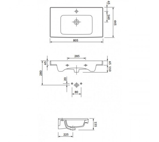 Умывальник мебельный Cersanit CREA 80 (K114-017)
