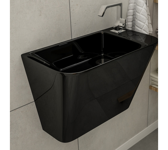 Монолітний умивальник Volle Teo 50 см чорний (13-88-601black)