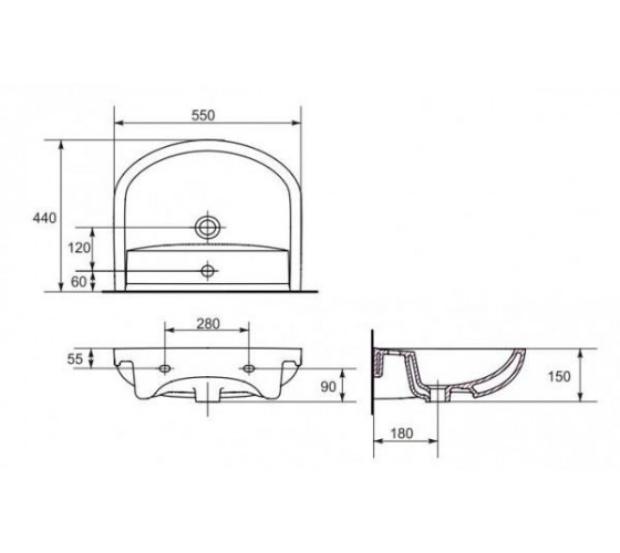 Раковина Mito (Cersanit) Arteco 55 см (K667-008)