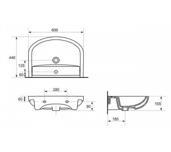 Раковина Mito (Cersanit) Arteco 60 см (K667-025)