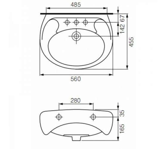Раковина Mito (Cersanit) Eko 2000 55 см (K07-028)