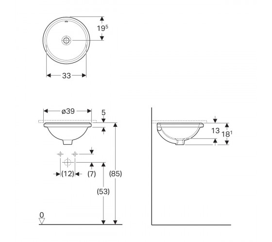 Раковина Geberit VARIFORM 39 см (500.745.01.2)