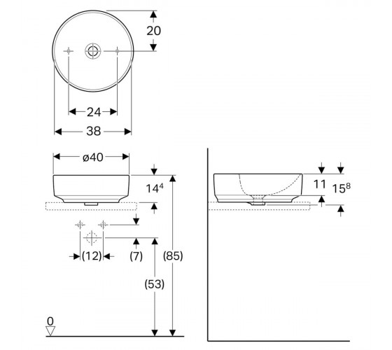 Раковина Geberit VARIFORM 40 см (500.768.01.2)