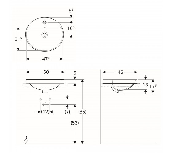Раковина Geberit VARIFORM 50 см (500.713.01.2)