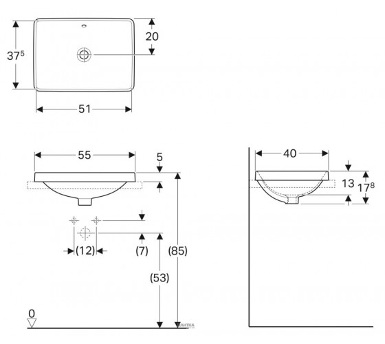 Раковина Geberit VARIFORM 55 см (500.737.01.2)