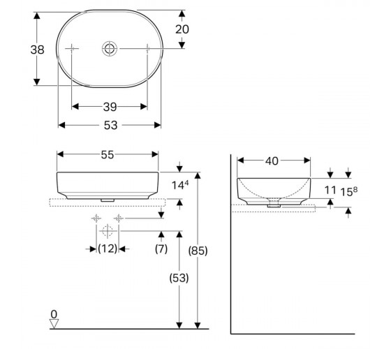 Раковина Geberit VARIFORM 55 см (500.774.01.2)