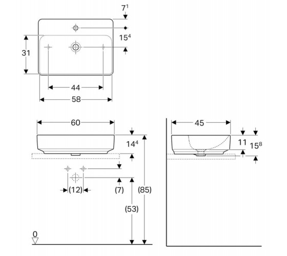 Раковина Geberit VARIFORM 60 см (500.780.01.2)