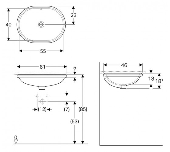 Раковина Geberit VARIFORM 61 см (500.757.01.2)