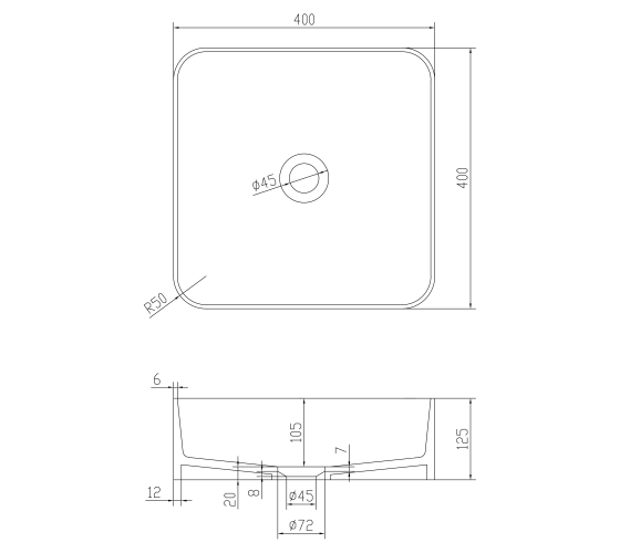 Раковина кам'яна Volle Solid surface 40 см (13-40-210)
