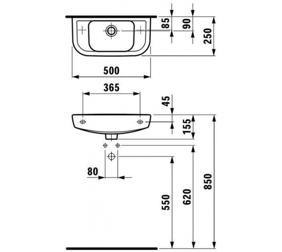 Раковина Laufen PRO B 50 см с отверстием слева (H8169570001051)