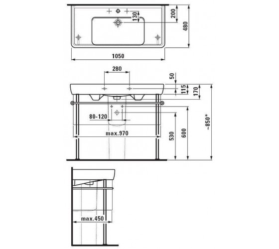 Раковина мебельная Laufen PRO 105 см (H8139580001041)