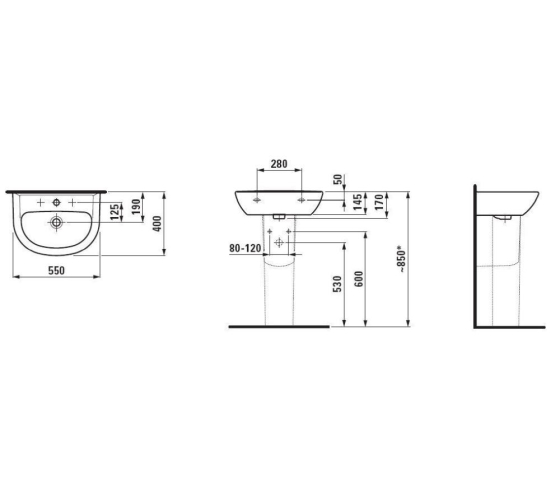 Раковина подвесная Laufen PRO C 55x40 см, с отверстием (H8149510001041)