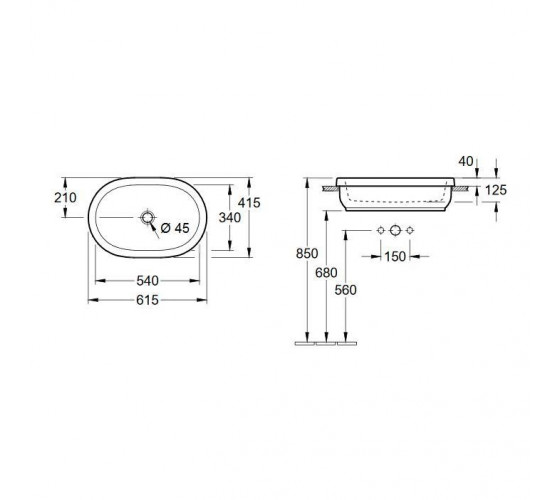 Раковина Villeroy&Boch ARCHITECTURA 61 см (41666001)