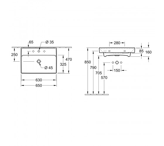 Раковина Villeroy&Boch COLLARO 65 см (4A336501)