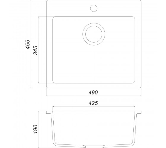 Кухонная мойка Globus Lux AOSTA черный 490x455мм-А0002