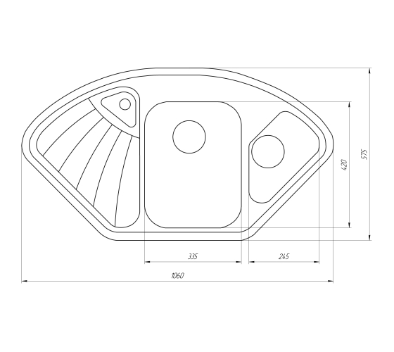 Кухонна мийка Globus Lux AVERNO мокко 1060х575мм