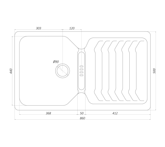 Кухонная мойка Globus Lux BOREN жемчужный 860х500мм