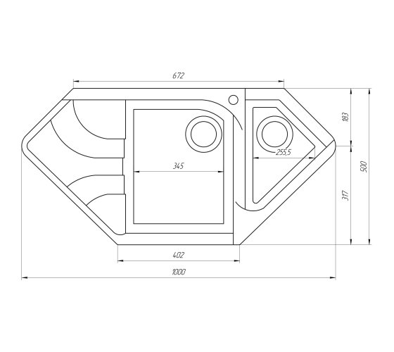 Кухонна мийка Globus Lux GARDA сiрий камiнь 1000x500мм-А0005