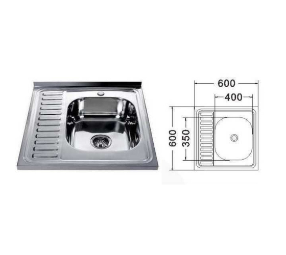 Мойка кухонная Mira MR 6060 R E Satin Right 14471