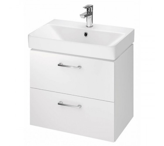 Тумба подвесная CERSANIT B384 Lara белая с умывальником Mille Slim 50 (S801-356)