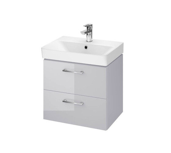 Тумба подвесная CERSANIT B383 Lara серая с умывальником Mille Slim 50 (S801-355)