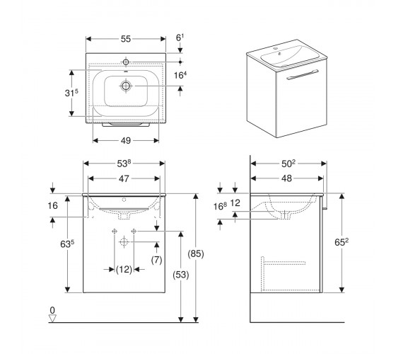 Тумба з раковиною Geberit SELNOVA SQUARE 55 см (501.248.00.1)