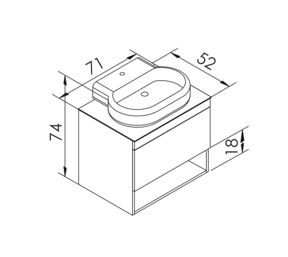 Тумба с раковиной Imprese BLACK EDGE 71 см (f32117W)
