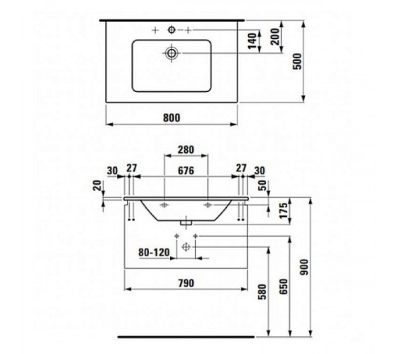 Тумба с раковиной Laufen Pro S 80 см (H8609634751041)