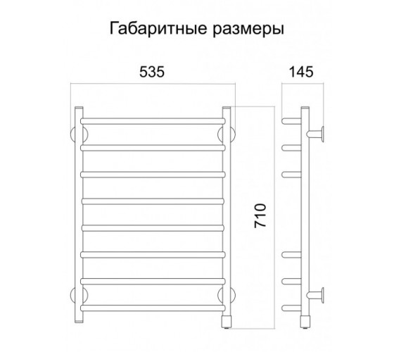 Электрический полотенцесушитель ТЕПЛЫЙ МИР Евротрапик 109 ВТ правый белый