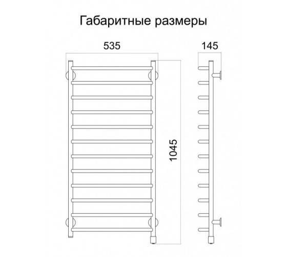 Электрический полотенцесушитель ТЕПЛЫЙ МИР Метровый 161 ВТ левый белый