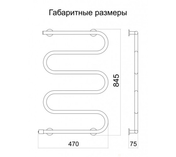 Электрический полотенцесушитель ТЕПЛЫЙ МИР Оптима   84 ВТ левый