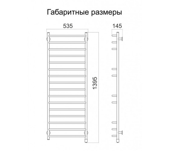 Электрический полотенцесушитель ТЕПЛЫЙ МИР Премьера 214 ВТ левый