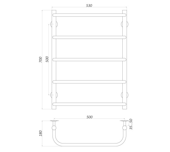 Сушка для рушників електрична UNIO LS EL 700-500-5 Драбинка Скоба