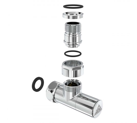 Кран угловой Laris Обычный 1/2" - 3/4" + эксцентрики 2шт. (LX-4701) (71401061)