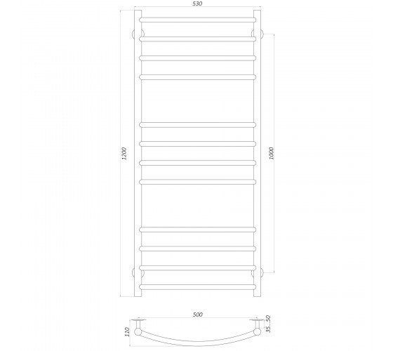 Полотенцесушитель UNIO LDE W 1200-500-12 Лесенка Дуга Элит