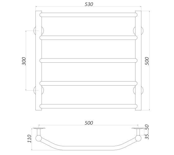 Полотенцесушитель UNIO LT W 500-500-5 Лесенка Трапеция
