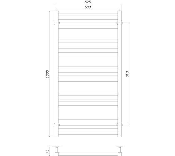 Рушникосушарка UNIO MS W 1000-500-15 BLK Модена  чорна