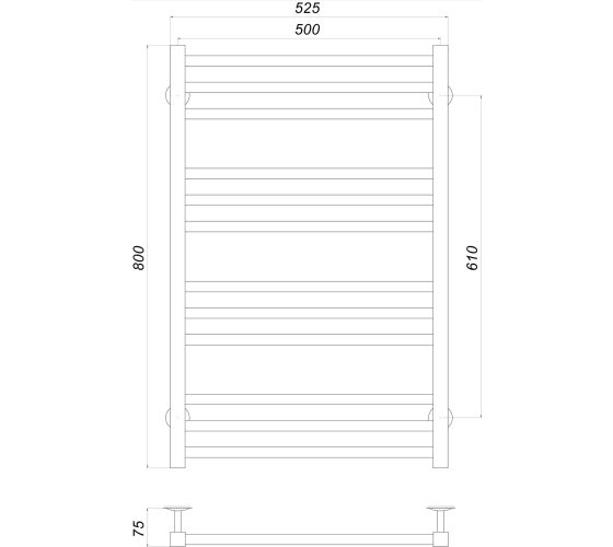 Полотенцесушитель UNIO MS W 800-500-12 BLK Модена  черный