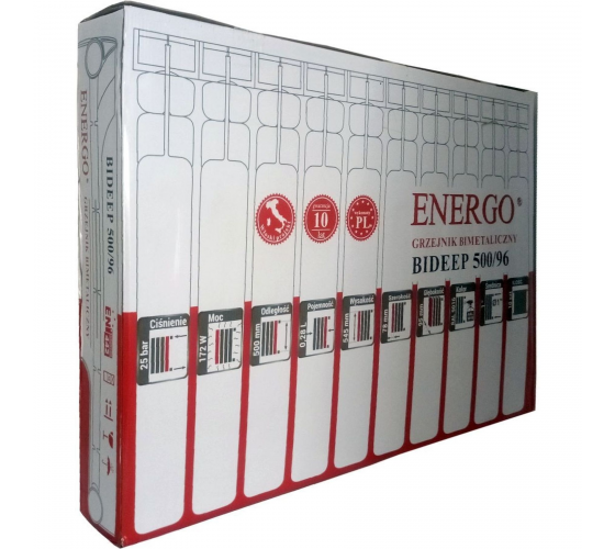Радиатор биметаллический секционный ENERGO BIDEEP 500/96 (кратно 10 секций)