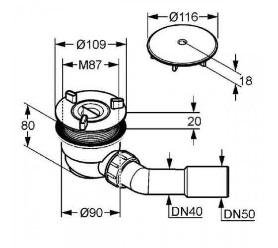 Сифон для душевого поддона Kludi Tasso 90 (210980500)