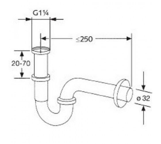 Сифон латунный для раковины хром Kludi G1 1/4 (1025005-00)