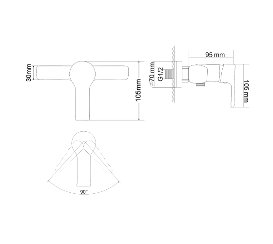 Змішувач для душу RJ DUCT (RBZ079-5)