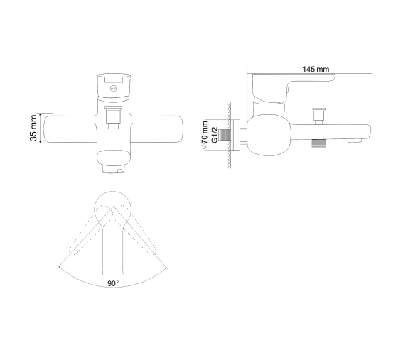 Змішувач для ванни RJ DUCT (RBZ079-3)