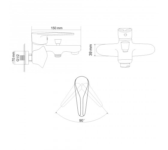 Смеситель для ванны RJ TULIP (RBZ081-3)