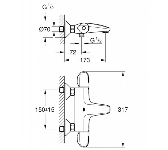 Термостат для ванны Grohe Grohtherm 1000, хром (34155003)