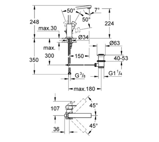 Змішувач для раковини Grohe Eurocube (23135000)