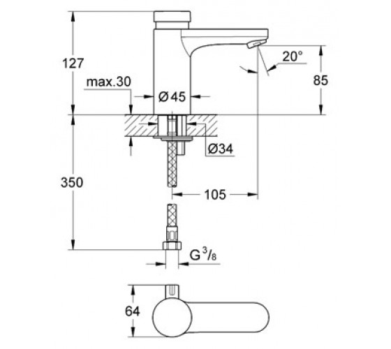 Змішувач для раковини Grohe Eurosmart Cosmopolitan (36317000)