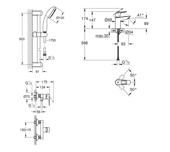 Набір змішувачів для душа Grohe BauLoop (UA123220S0)