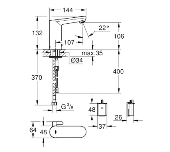 Змішувач для раковини Grohe Eurosmart Cosmopolitan E (36327001)
