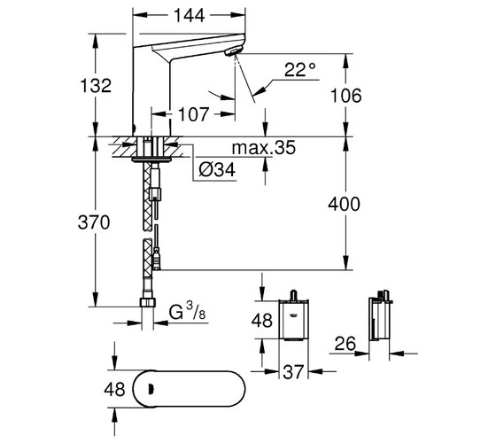 Змішувач інфрачервоний для раковини Grohe Eurosmart Cosmopolitan E (36330001)
